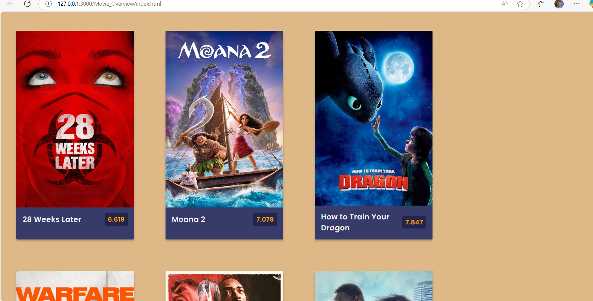 Movie Overview System Screenshot